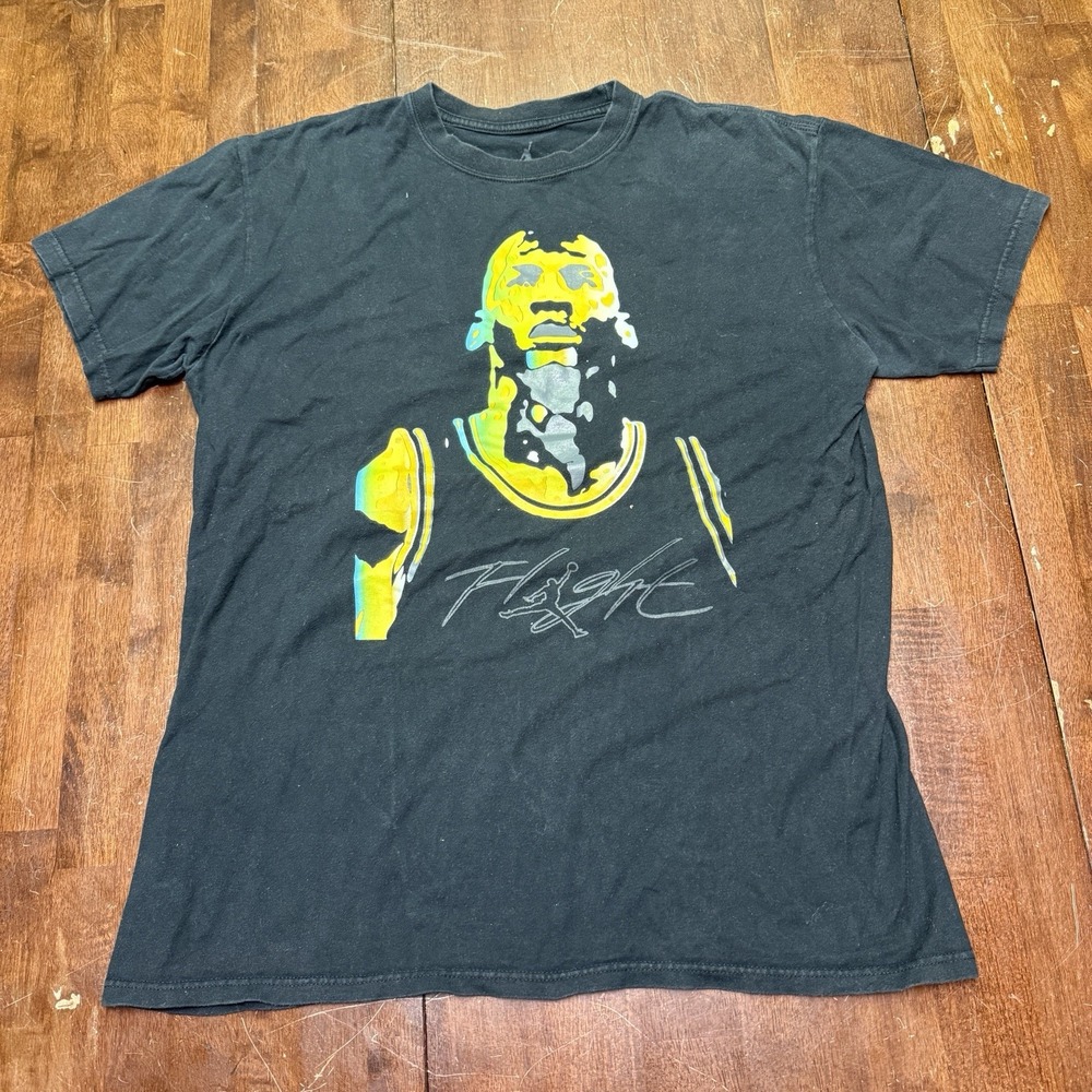Nike Michael Jordan Chicago Bulls Portrait Art Black T Shirt Youth Size XL